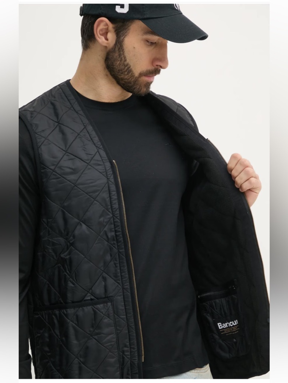 Barbour Polarquilt Relaxed Fit Zip-In Liner Vest In Black Size XS